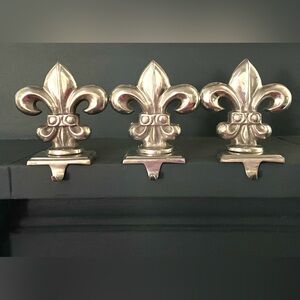 Silver Fleur De Lis Stocking Hangers